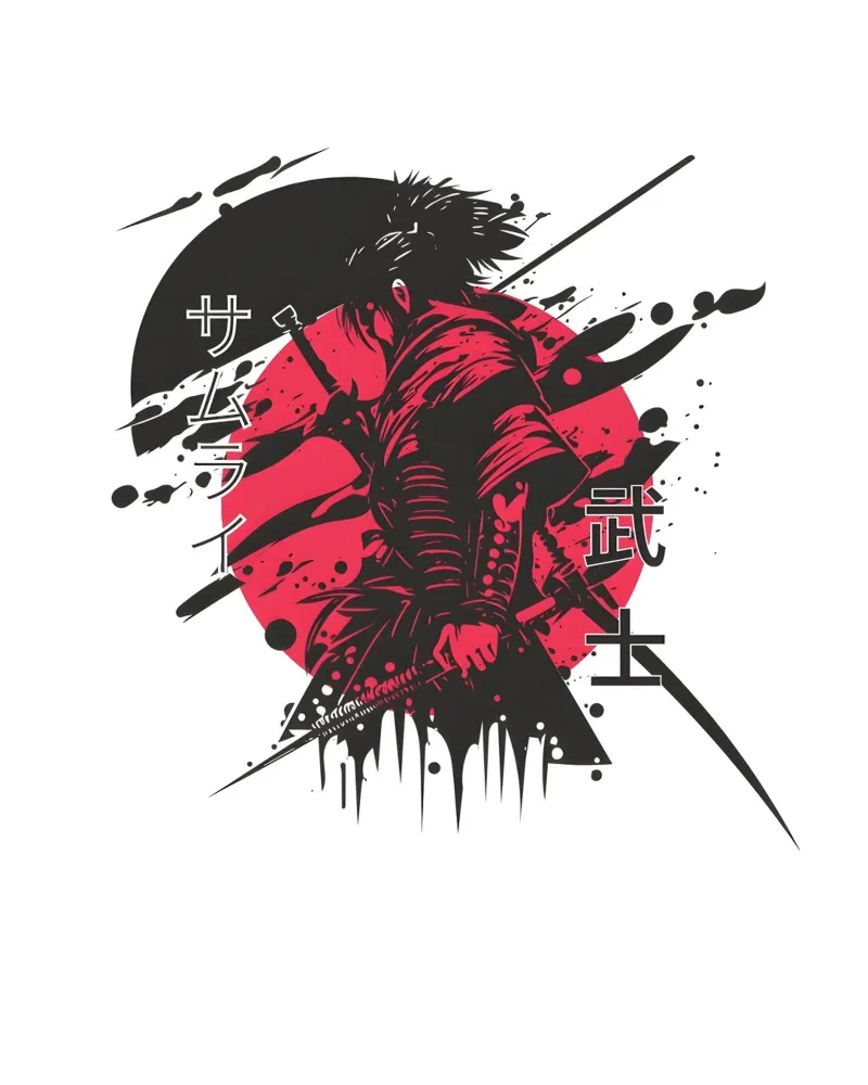 Rode Samurai krijger grafisch canvas met Baklijst van Olivia Creator