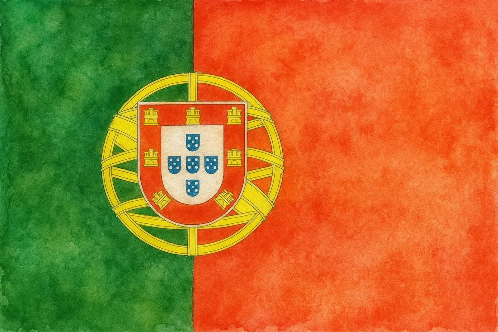Portugal Vlag Schilderen canvas met Baklijst van Kania