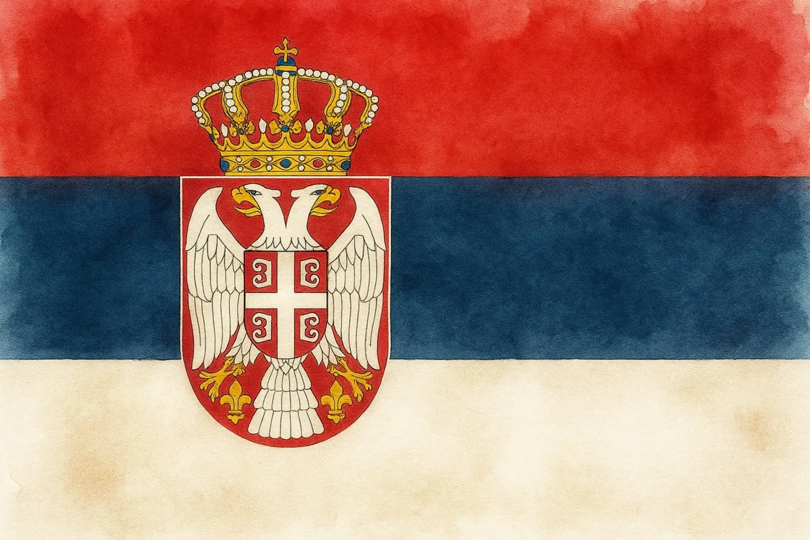 Servië Vlag Schilderen canvas met Baklijst van Kania