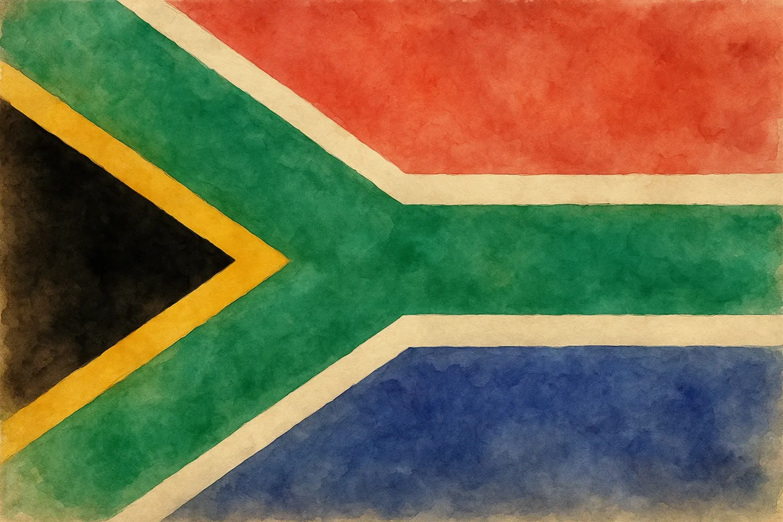 Zuid-Afrika Vlag Schilderen canvas met Baklijst van Kania