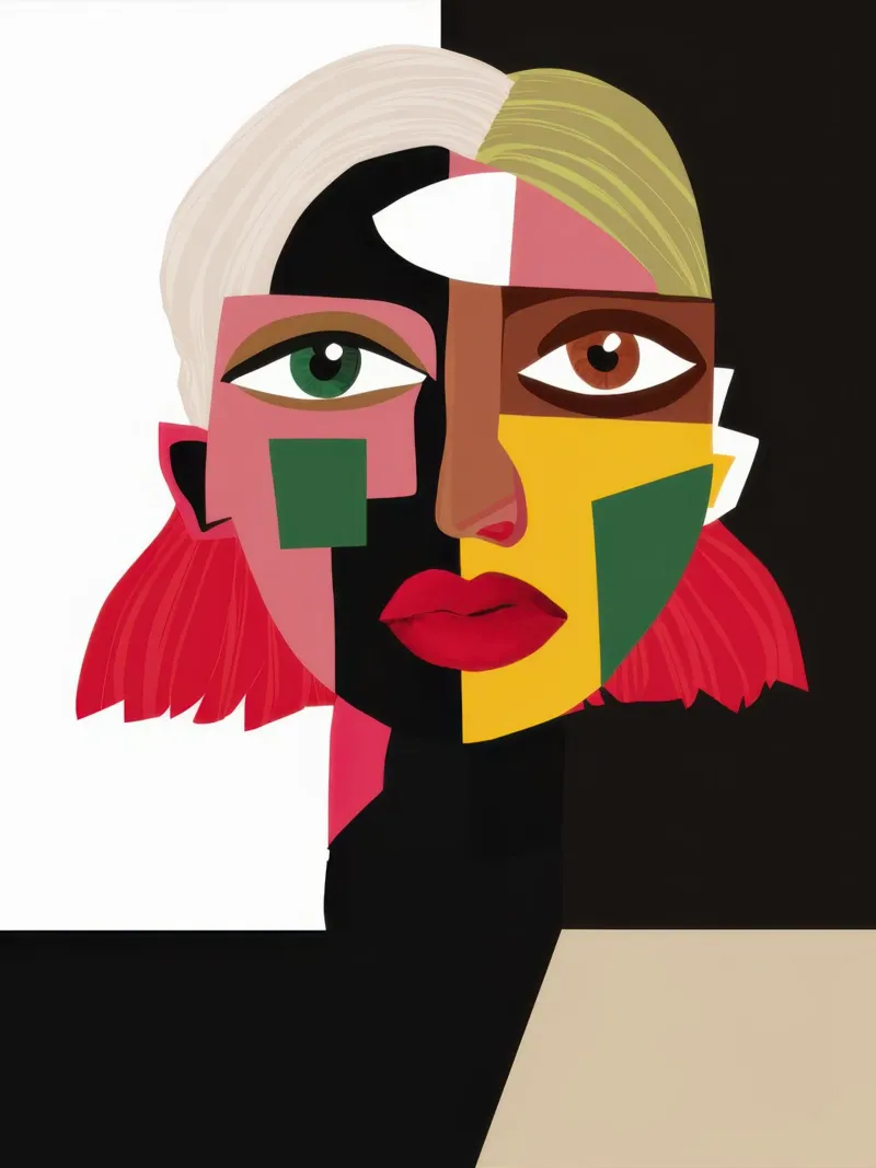 Cubist Face in Shadow hahnemühle by Ink Pulse