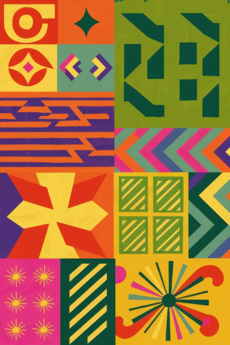 Patchwork geometrico cromatico alluminio dibond da Prism Ritual