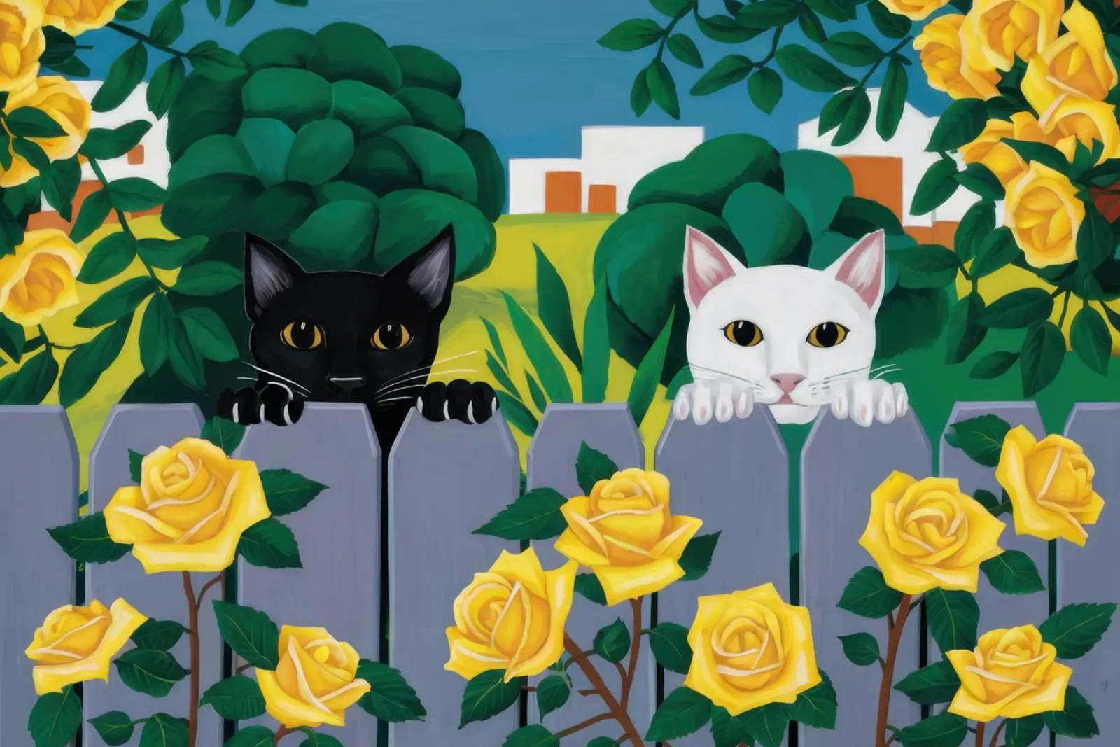 Gatti fantasma del recinto delle rose tela con Cornice a cassetta da Prism Ritual