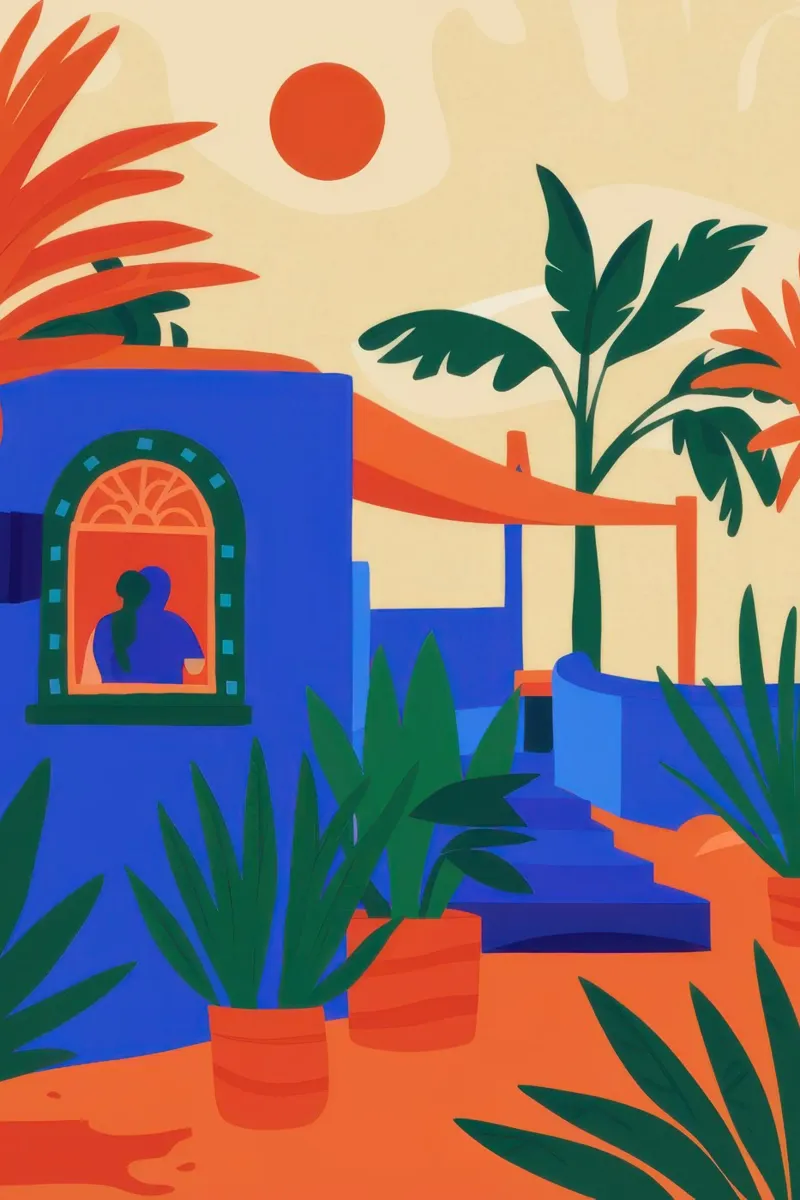 Azure Desert Oasis canvas by Flock Reverie