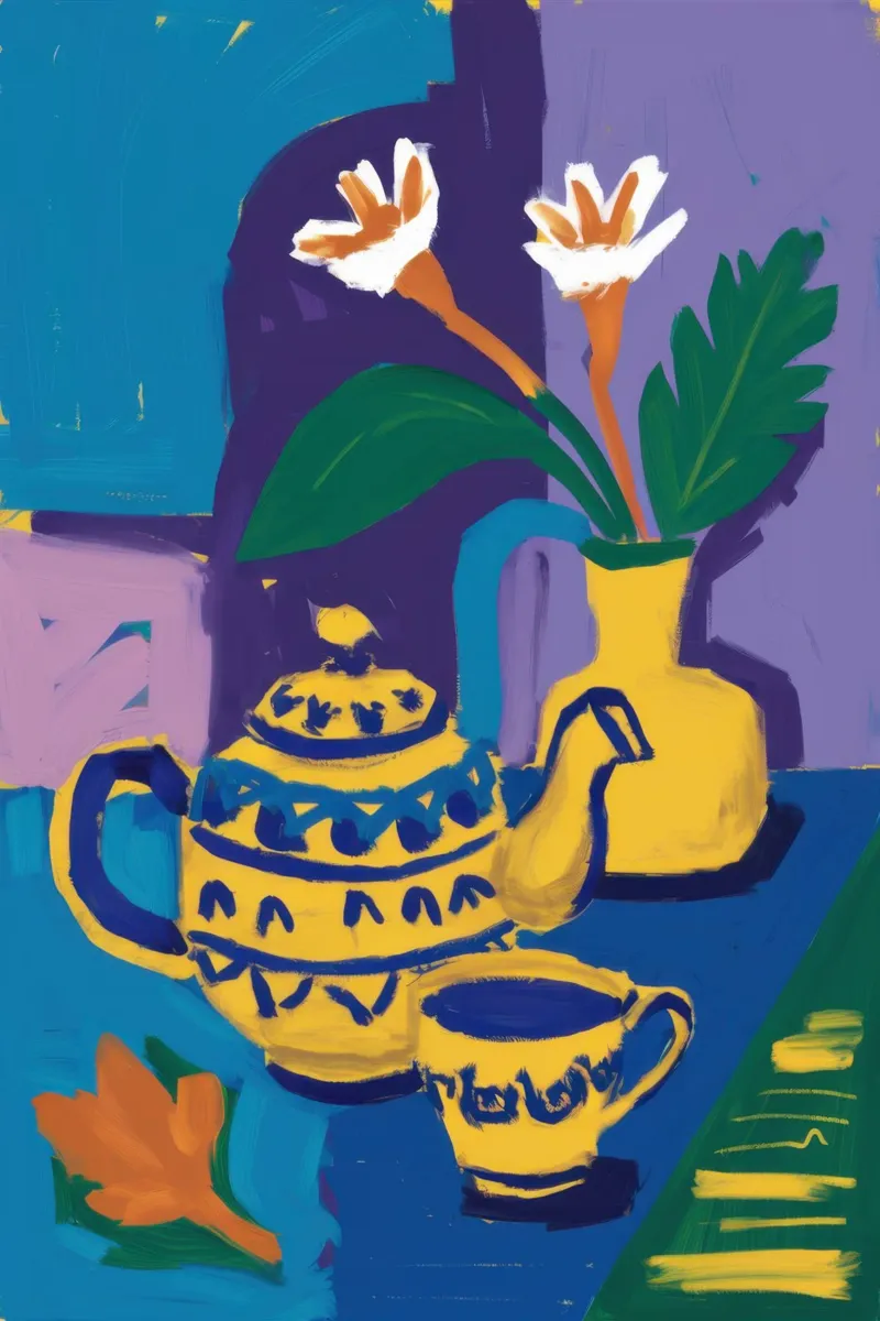 Natura morta di cucina folkloristica poster con telaio in plastica da Ink Pulse