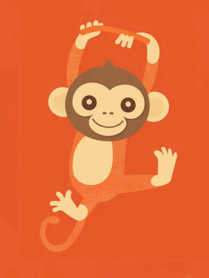 Un singe enjoué se balance joyeusement, faisant preuve d'énergie et de joie. poster avec cadre en plastique de DesignDoodle