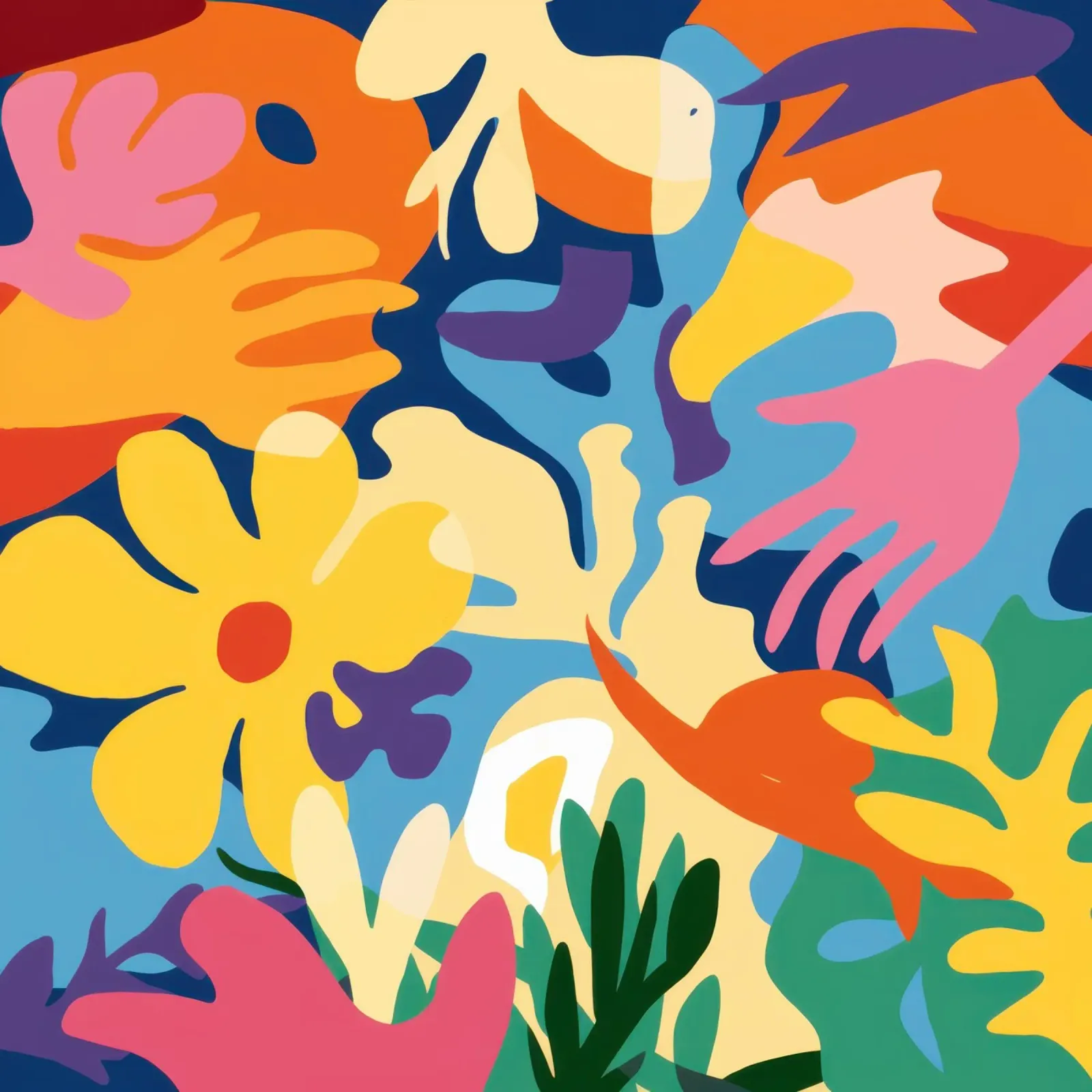 Abstracte Bloemen Symfonie canvas van Mythy Brush