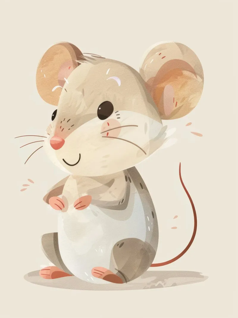Mignonne souris de dessin animé à la fourrure douce, assise sur un objet d'art léger hahnemühle de DesignDoodle