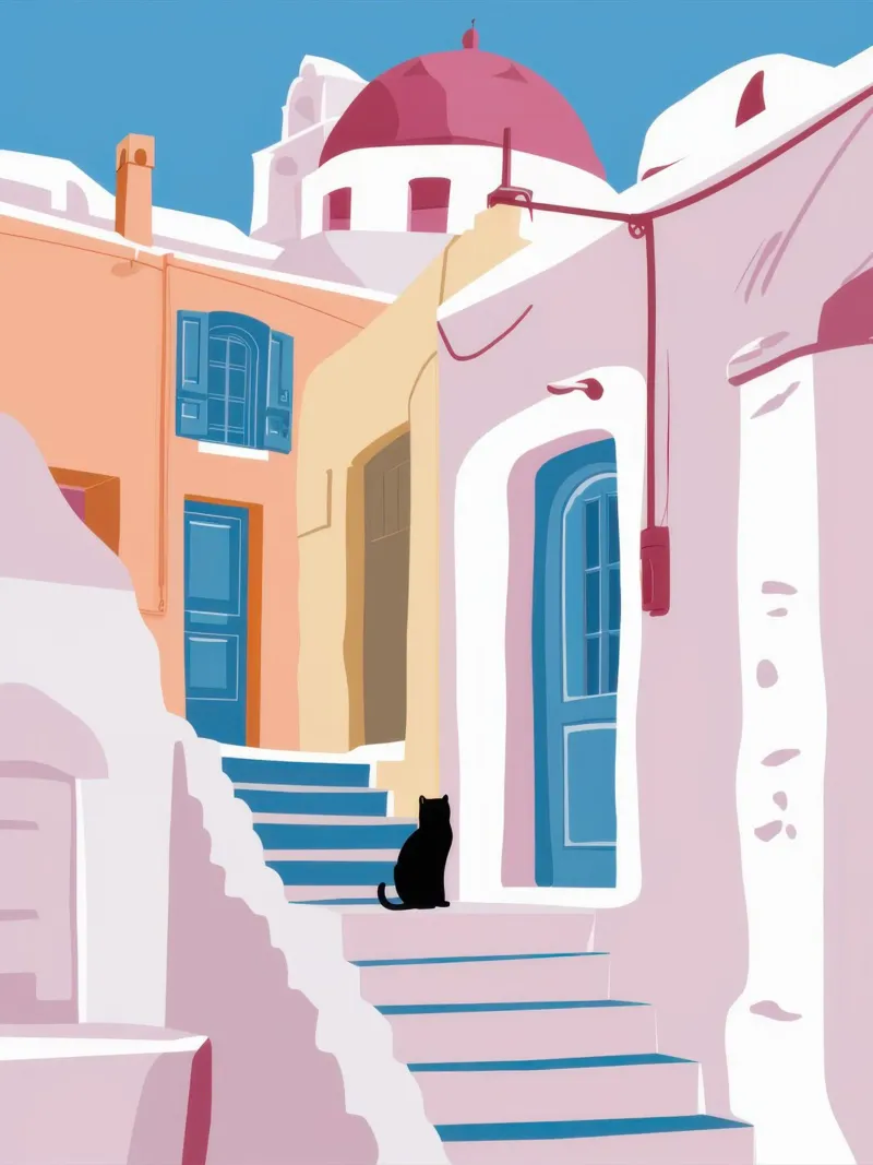 Gatto delle scale di Santorini pellicola backlit da Dream Gesso
