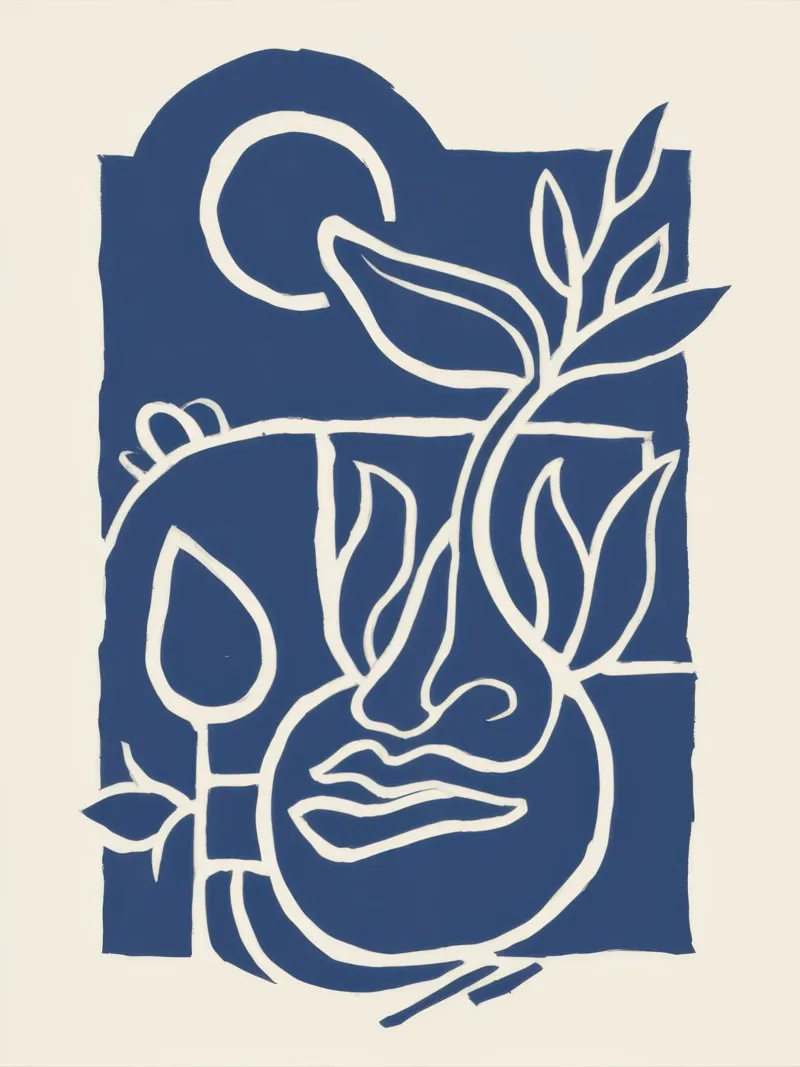 Indigo Cut Out Stillness poster by Dream Gesso