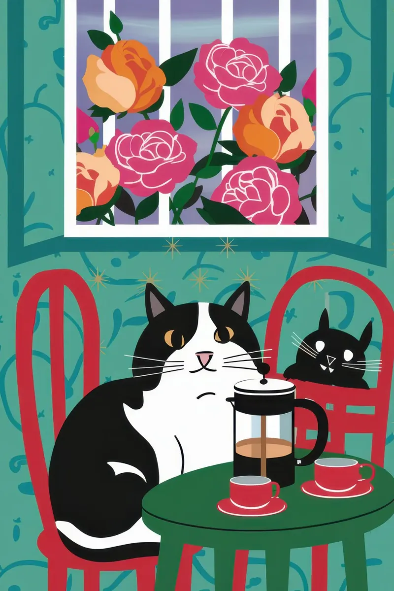 Cat Window Table canvas by Flock Reverie