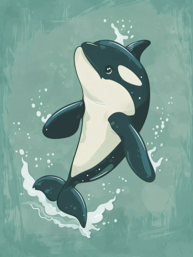 Orca che fa breccia giocosamente nell'acqua dell'oceano pellicola backlit da DesignDoodle