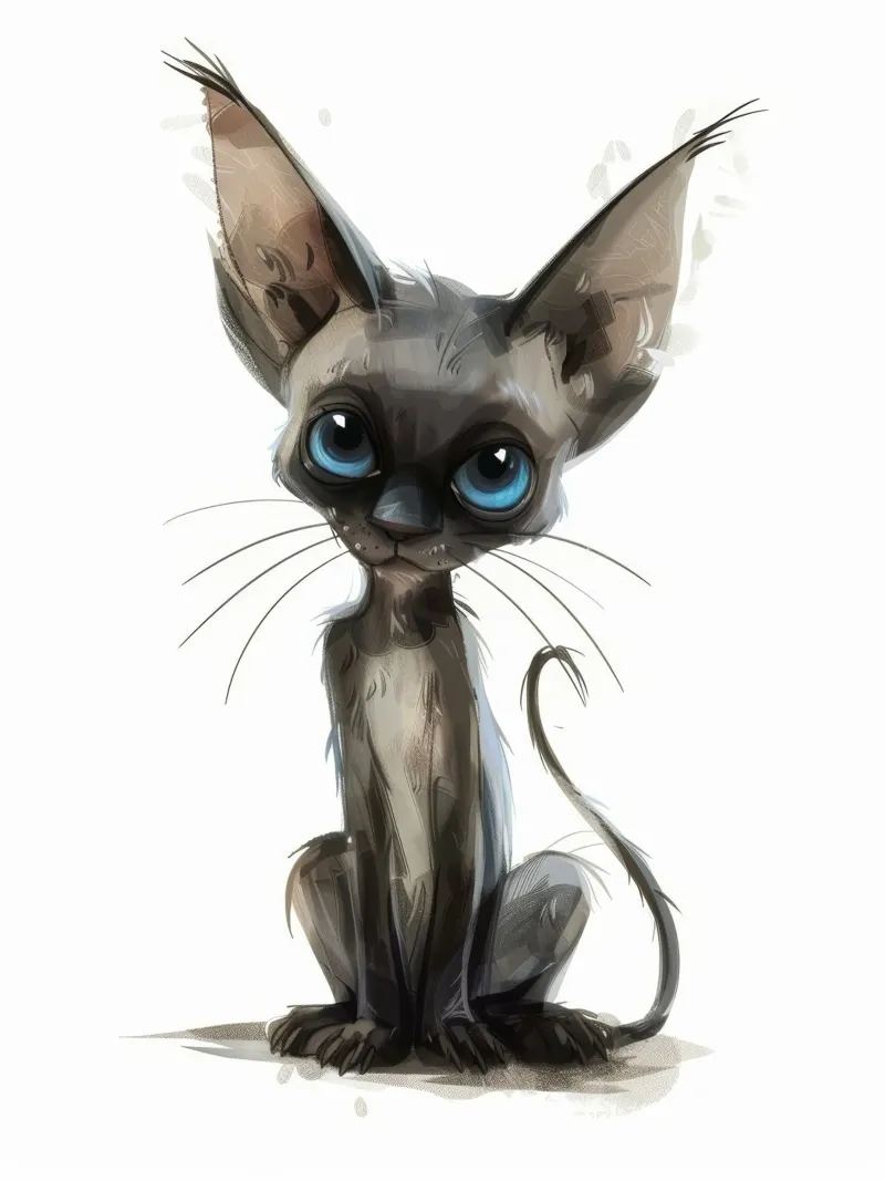 Charming cartoon cat with big blue eyes and distinctive ears canvas by DesignDoodle
