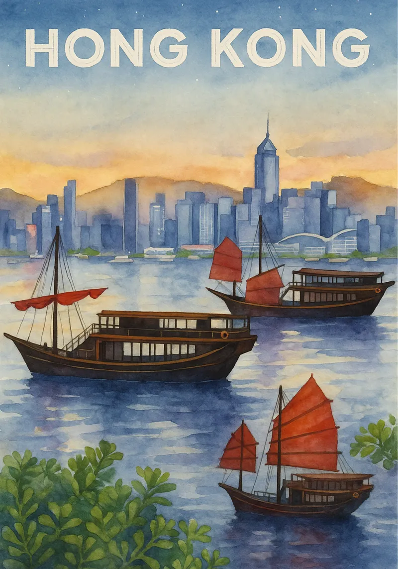 Hong Kong Dibujo Pintura Imaginación poster de Diamond