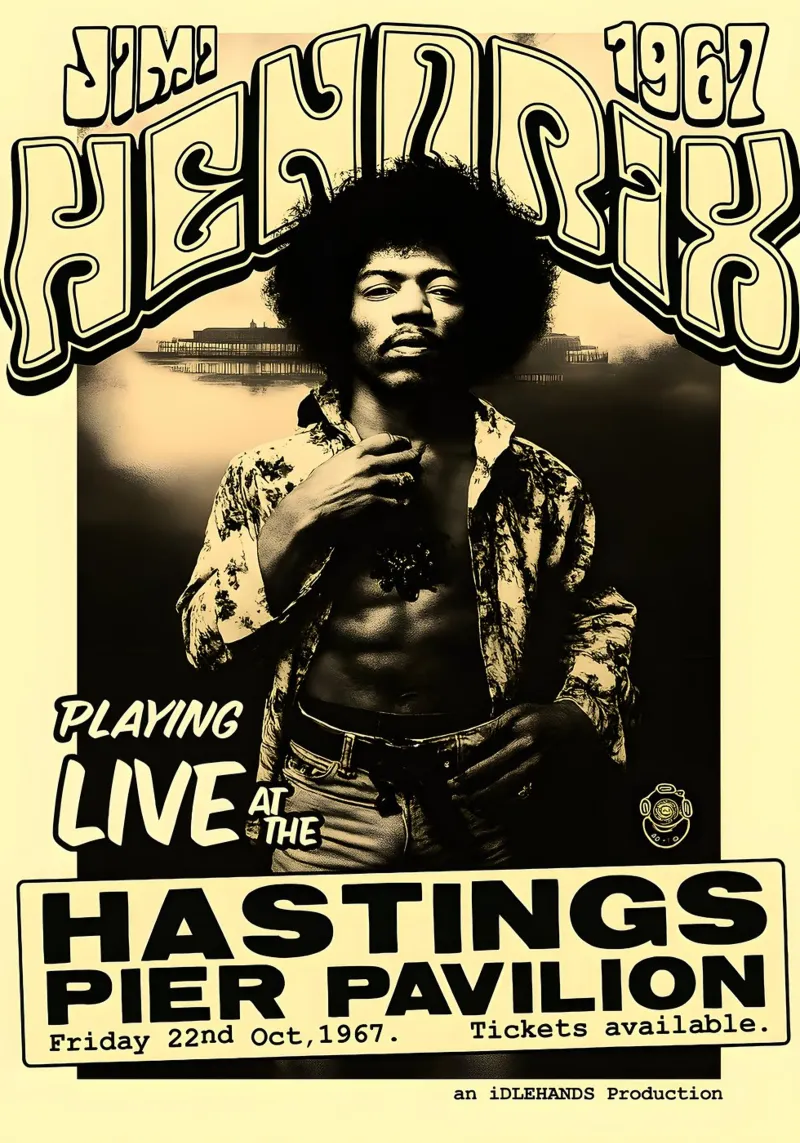 Jimi Hendrix Hastings Pier Pavilion 22 1967 acrylic glass by DGUnder