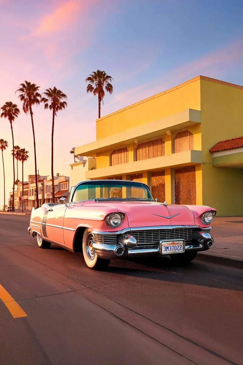 La Pink Cadillac poster by robertmotoiart