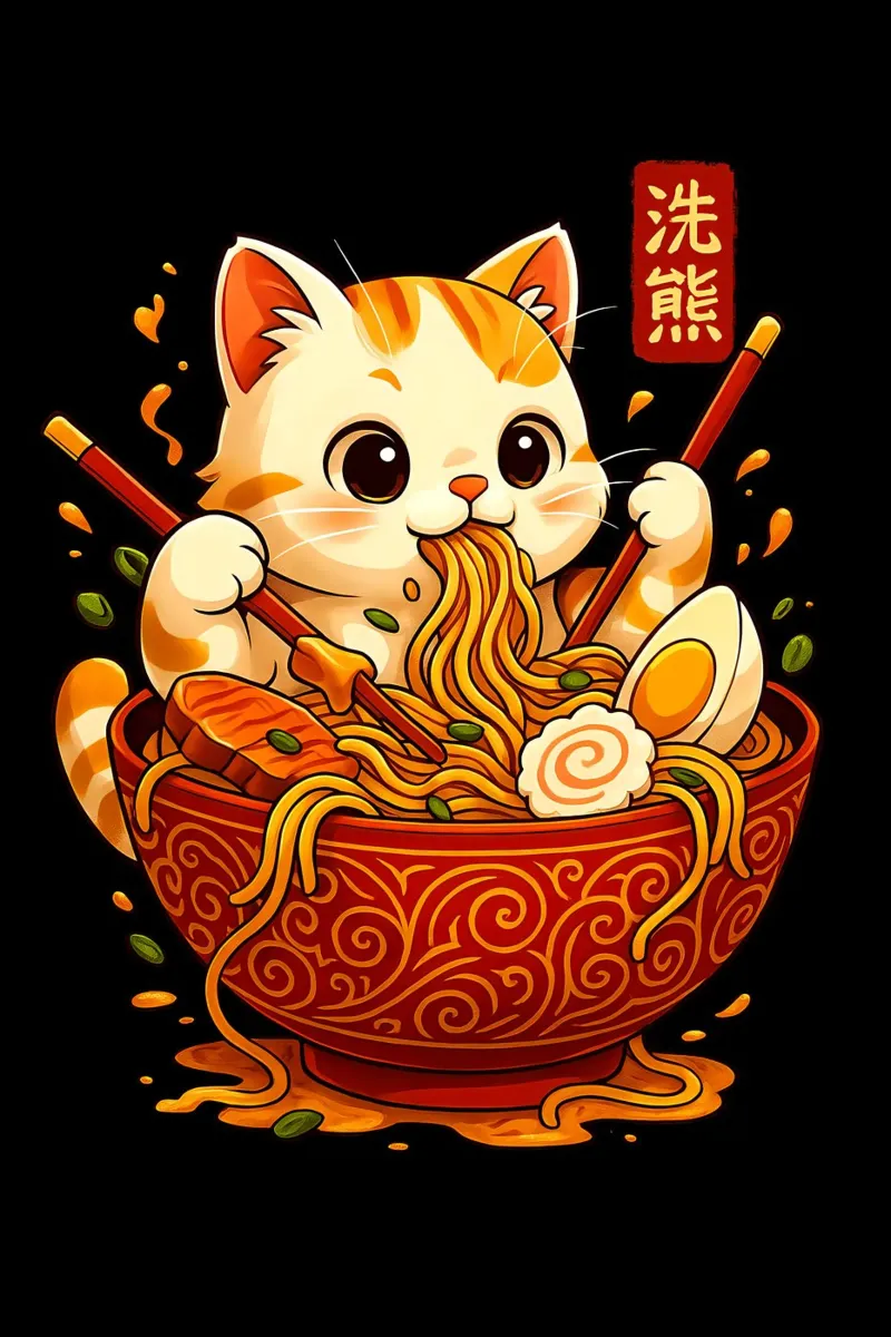 Ramen Noodles Cat pellicola backlit da Jeff Studio