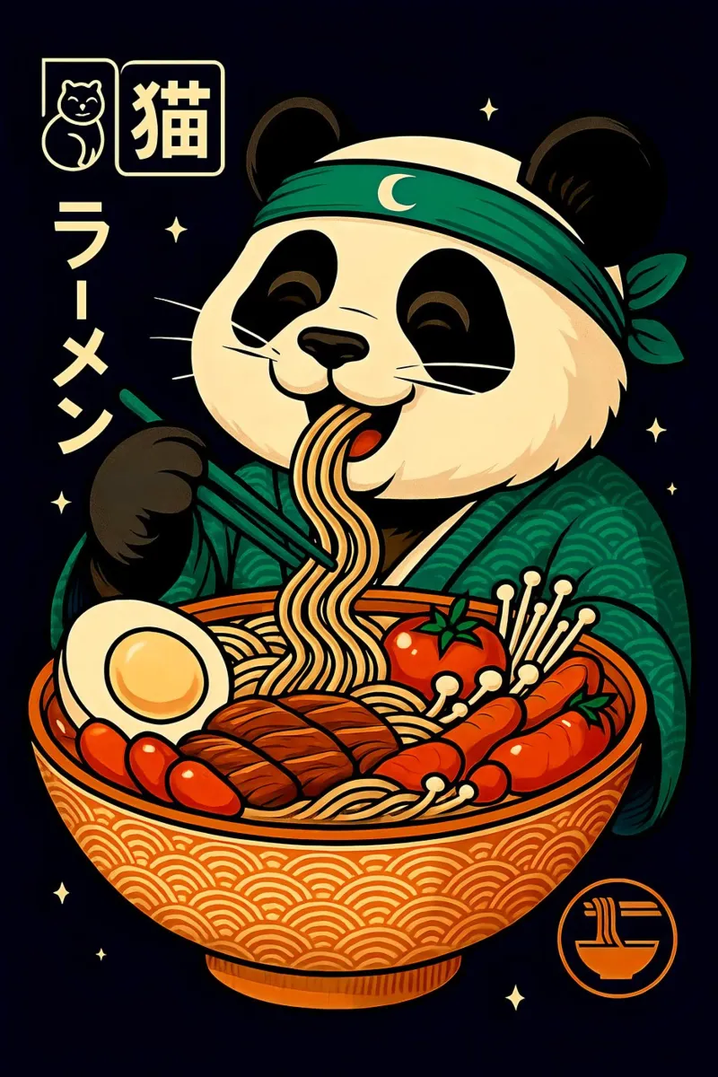 Ramen Noodles Panda pellicola backlit da Jeff Studio