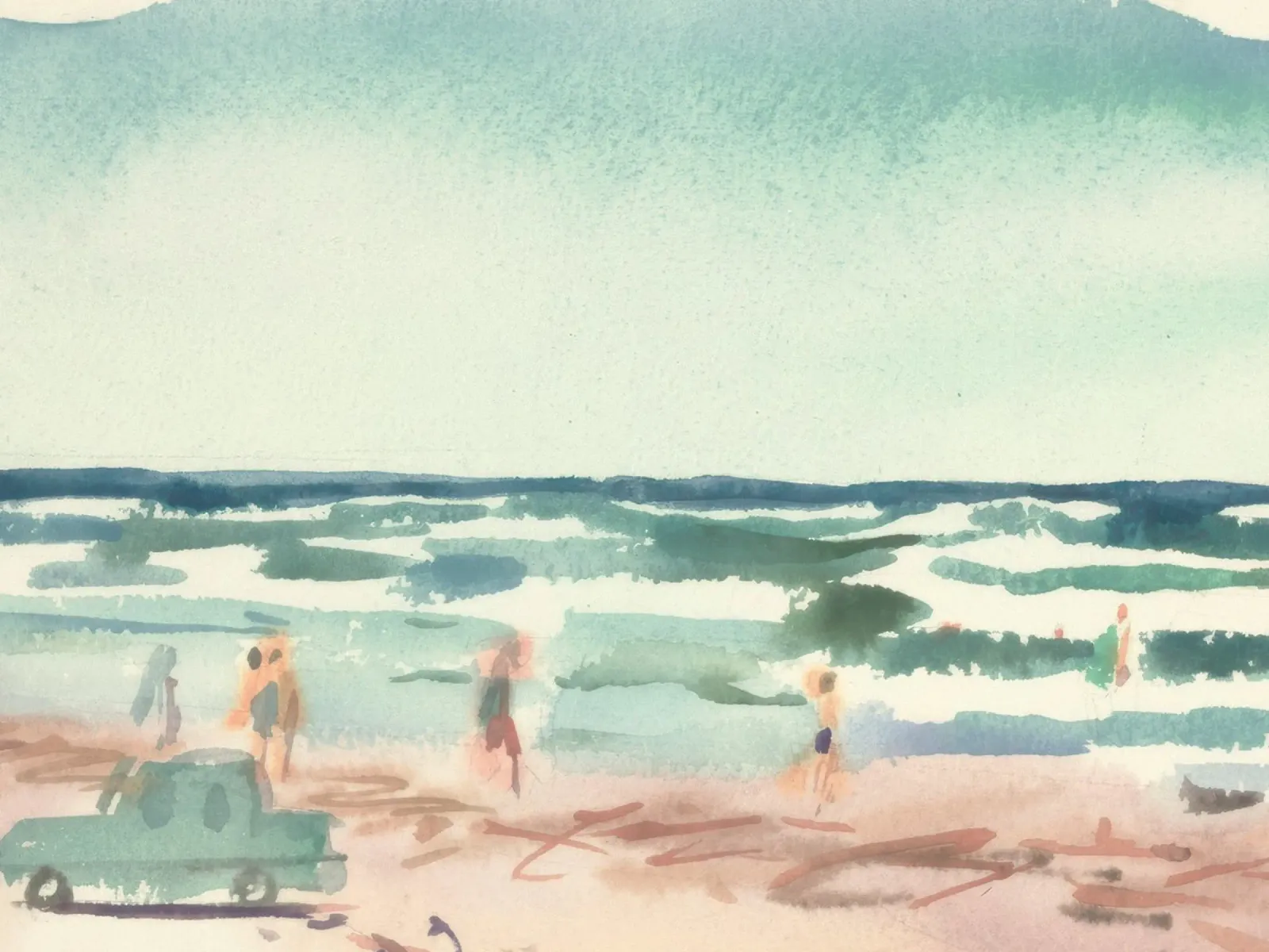bathing seascape carta hahnemühle da Histrol