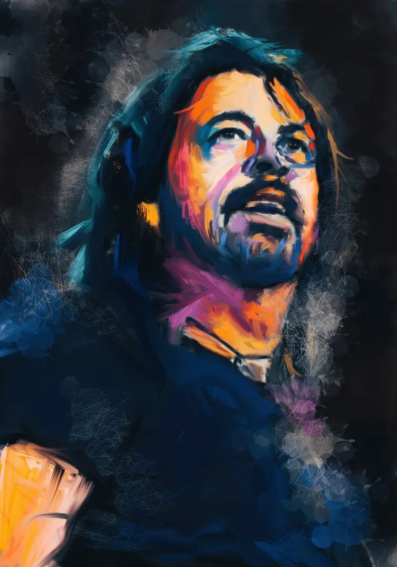 Dave Grohl abstract colorful pop art alluminio dibond da Lembayung art