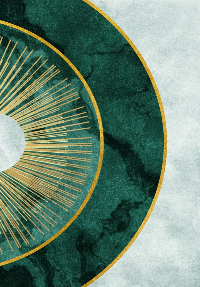 circular green art with gold pellicola backlit da vintageshop