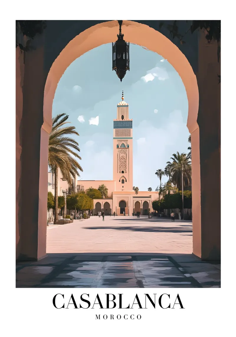 Casablanca Morocco Mosque Archway - Islamic Architecture Pri canvas with Floater frame by homdeco