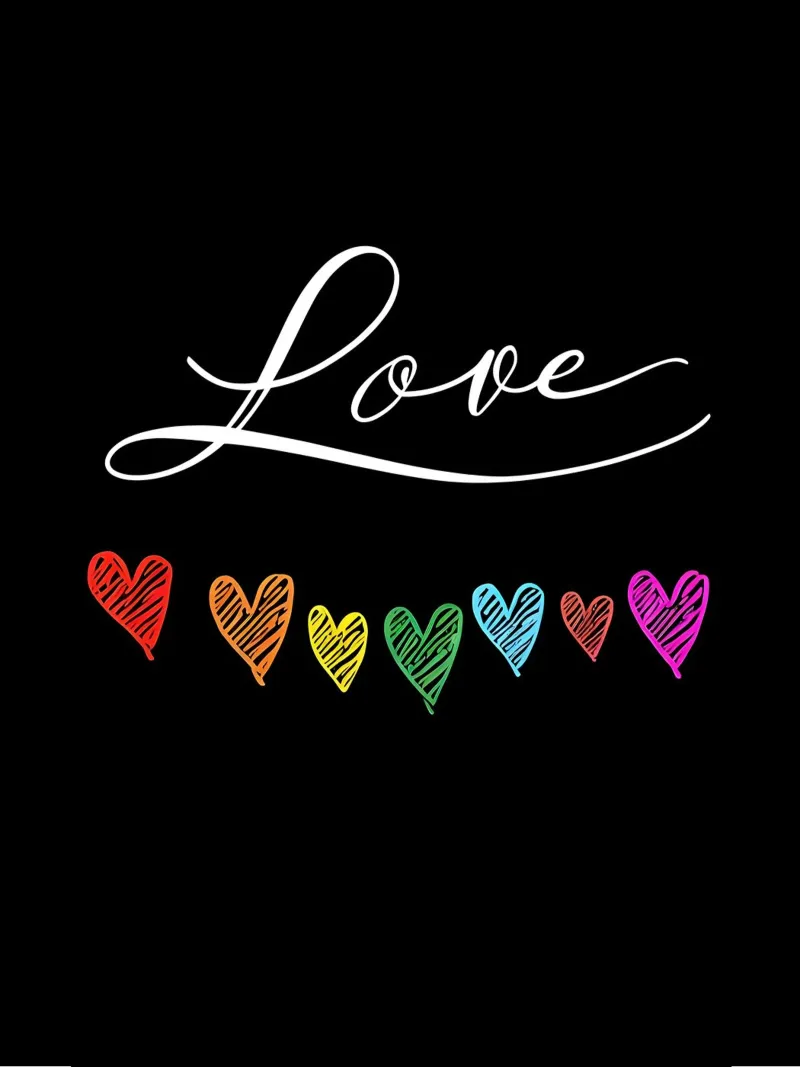 Amore con cuori arcobaleno su nero pellicola backlit da 🥝 KIWI STORE