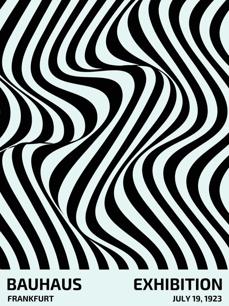 Bauhaus Waves | Poster astratto in bianco e nero pellicola backlit da Studio Vibe