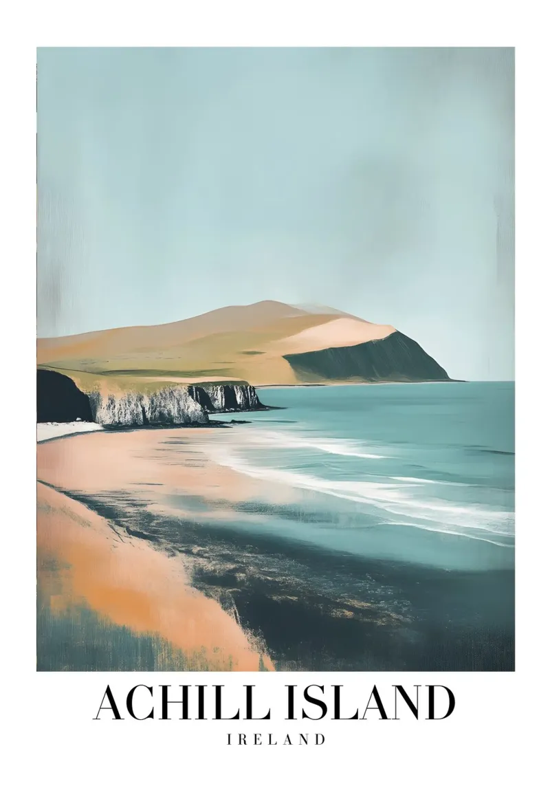 Achill Island Ierland Wilde Kust - Strand Landschap Print canvas met Baklijst van homdeco