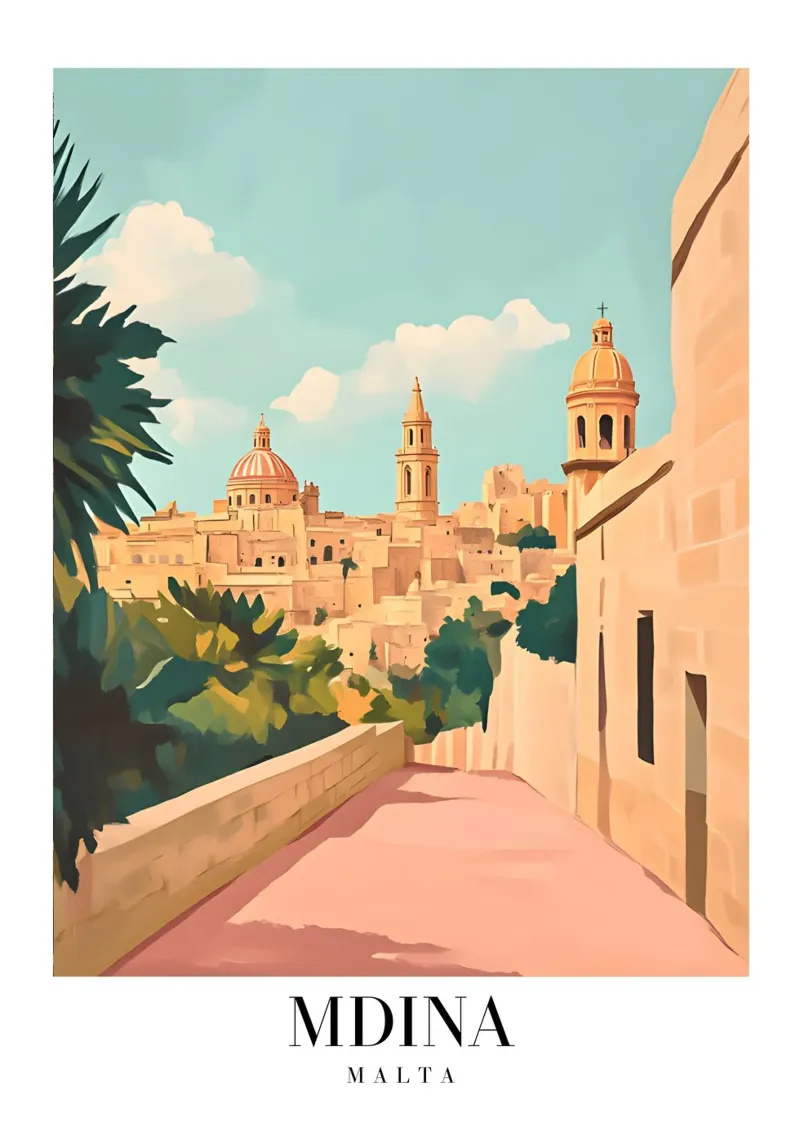 Mdina Malta Silent Cityscape - Baroque Architecture Print canvas with Floater frame by homdeco