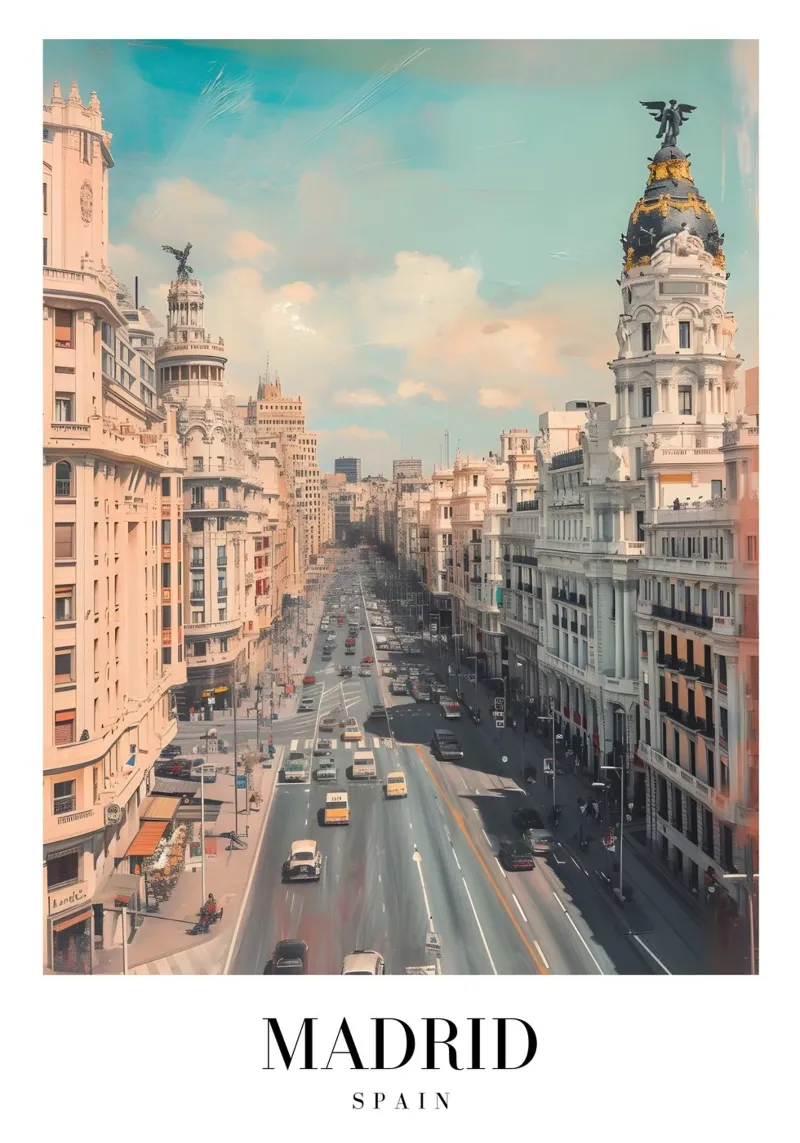 Madrid Spanje Gran Via Skyline - Stedelijke architectuur Print canvas van homdeco