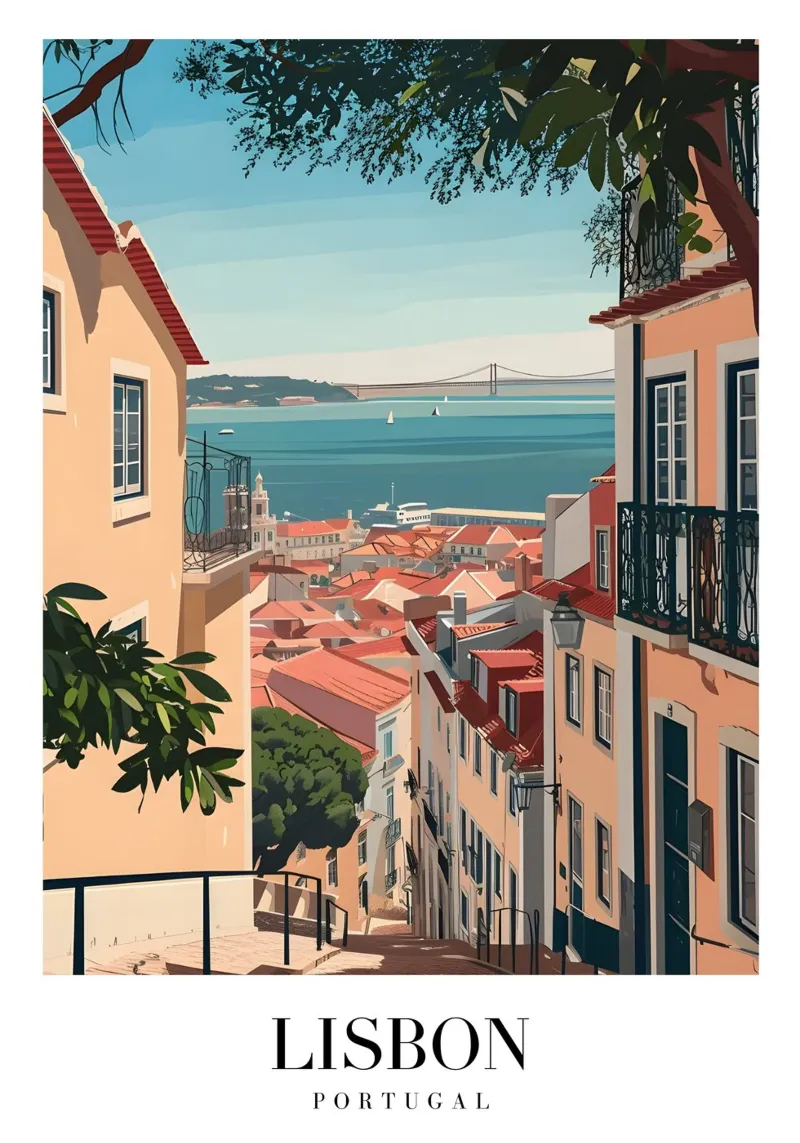 Lisbona Portogallo Tetti e ponti - Alfama Street View pellicola backlit da homdeco