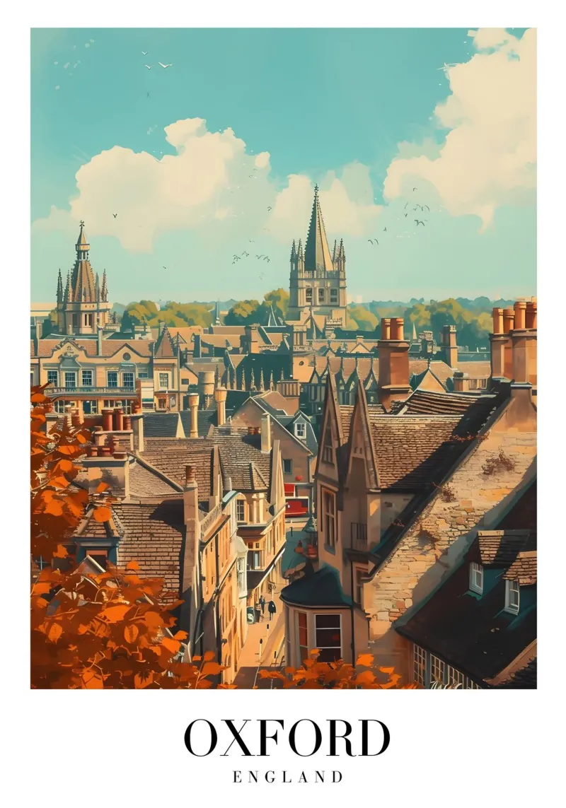 Oxford England Rooftops & Spires - Historic Cityscape Art hahnemühle by homdeco
