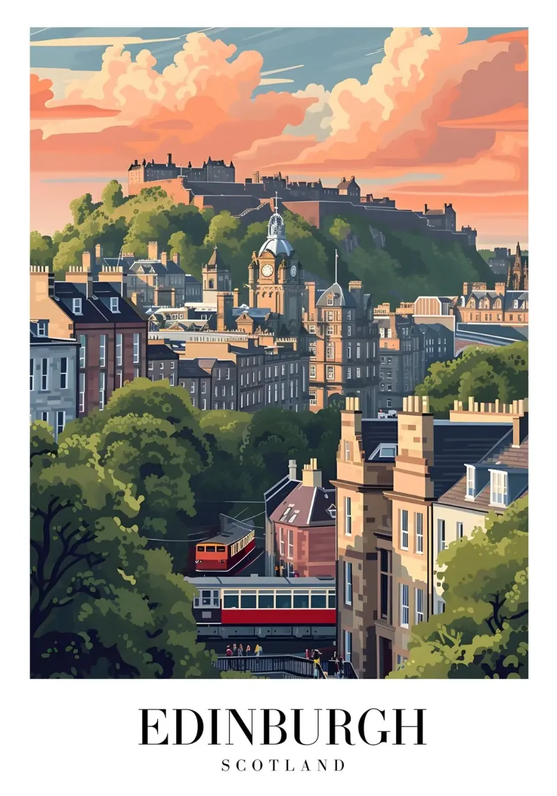Vue du château d'Édimbourg en Écosse - Historic Cityscape Art poster de homdeco