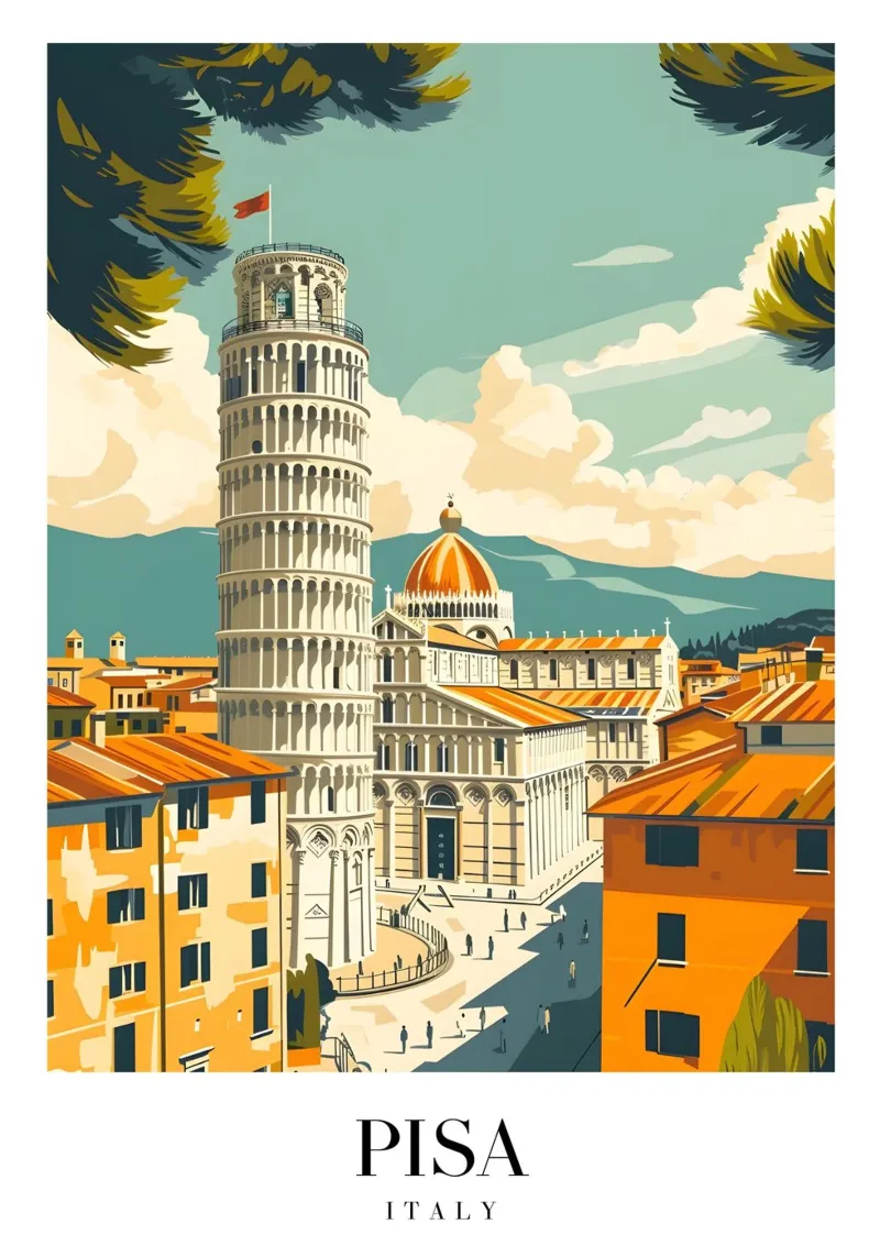 Pisa Italië Scheve Toren - Toscaanse bezienswaardigheid Art Print canvas met Baklijst van homdeco