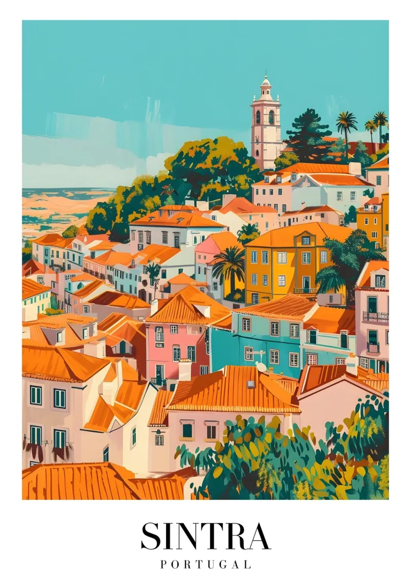 Sintra Portogallo Villaggio in collina - Architettura colorata Pri poster da homdeco