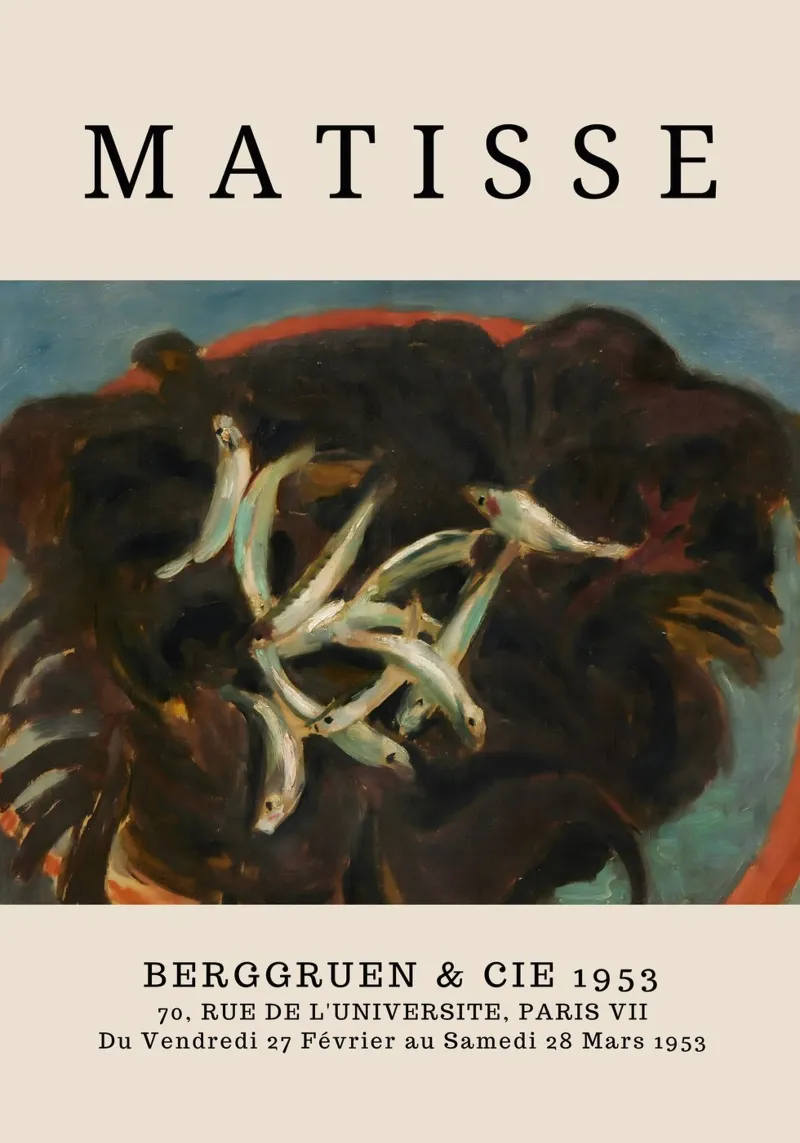 Nature morte au poisson d'Henri Matisse - Gravure d'exposition fauve poster avec cadre en bois de homdeco