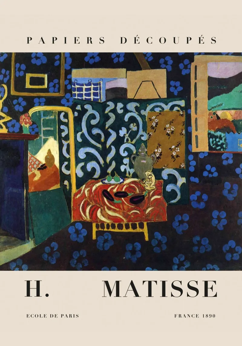 H. Interno di Matisse con tappeto rosso - Papiers Découpés Art carta hahnemühle da homdeco