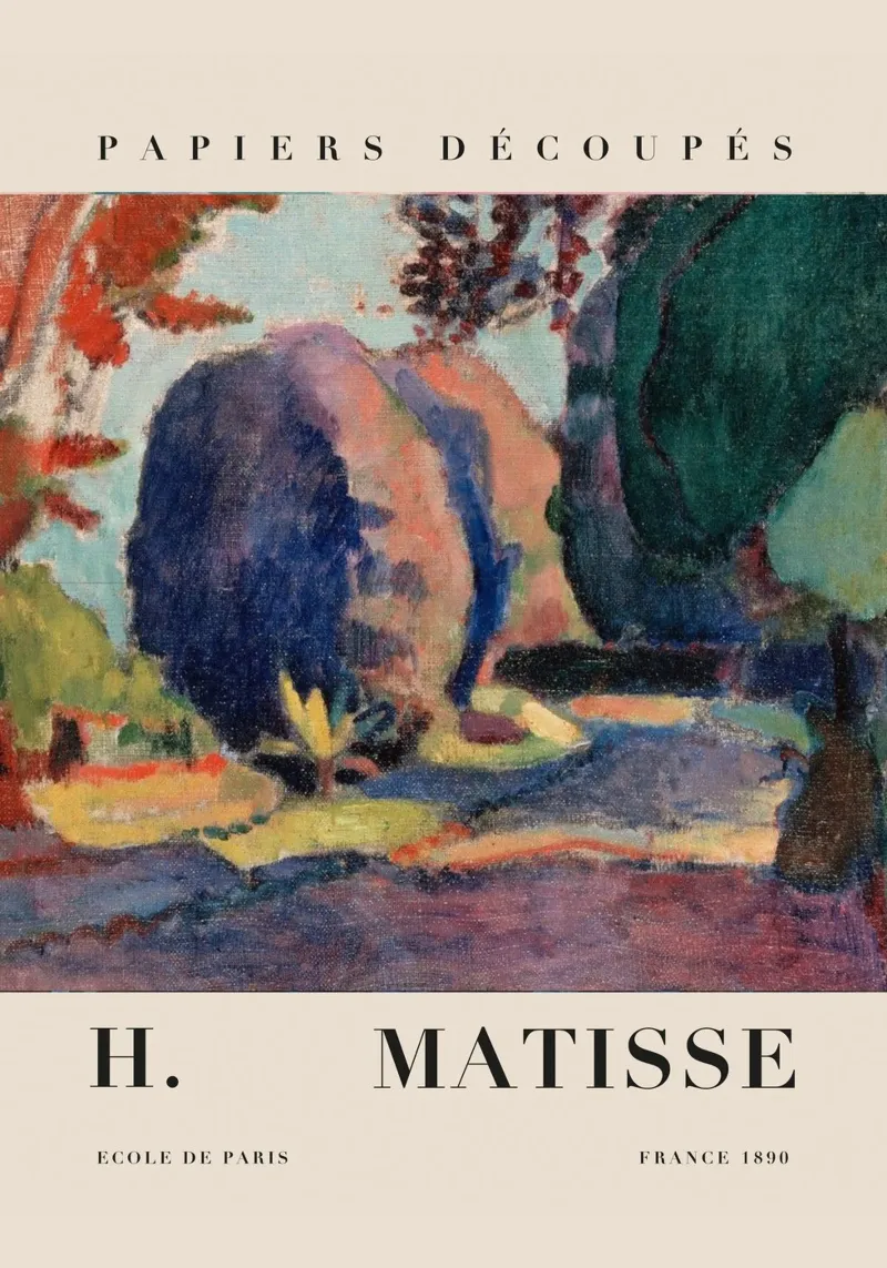 H. Matisse Abstracte tuin - Landschap Papiers Découpés canvas met Baklijst van homdeco