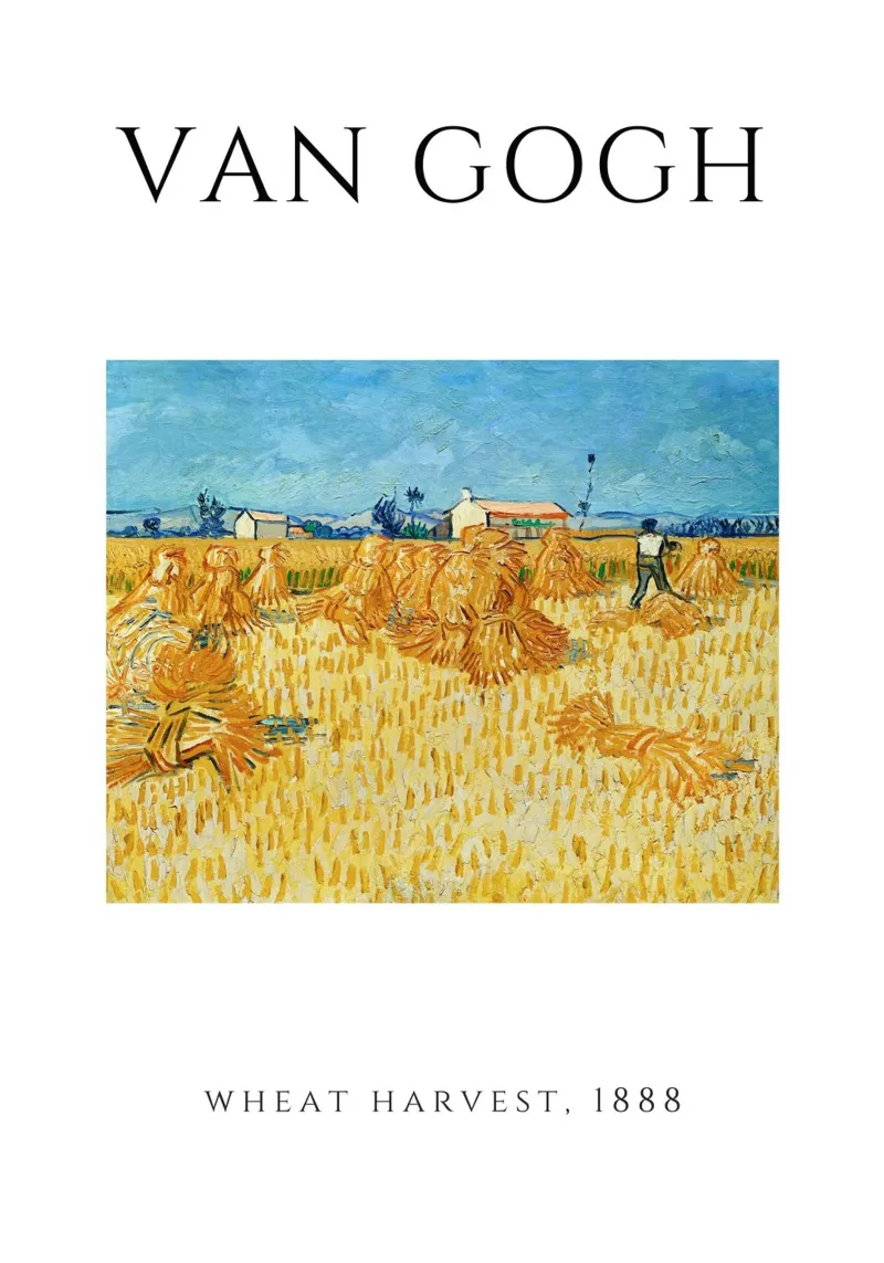 Van Gogh Weizenernte 1888 - Post-Impressionistischer Druck Leinwand mit Schattenfugenrahmen von homdeco