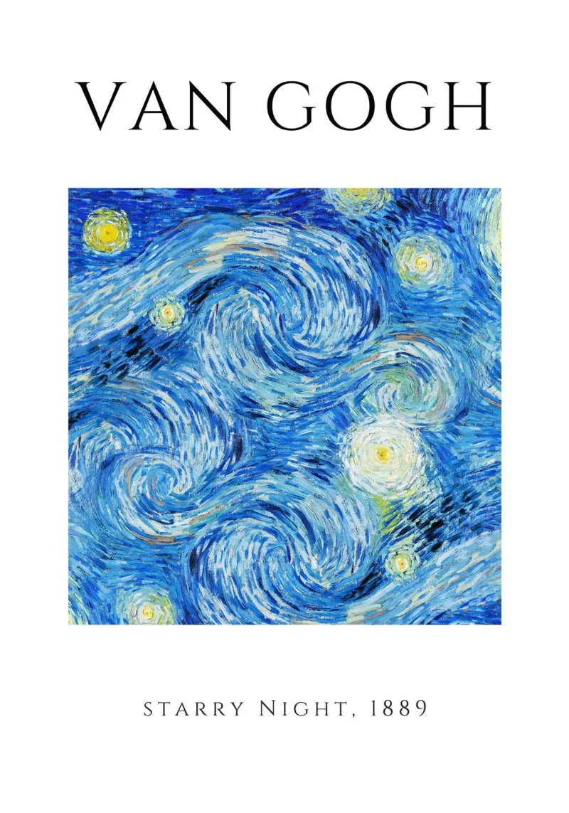 Van Gogh Notte stellata 1889 - Capolavoro post-impressionista tela con Cornice a cassetta da homdeco