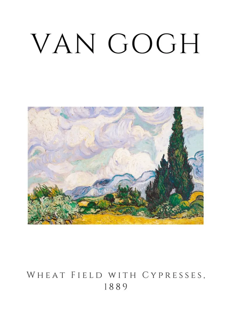 Van Gogh Wheat Field with Cypresses - Post-Impressionist Art canvas with Floater frame by homdeco
