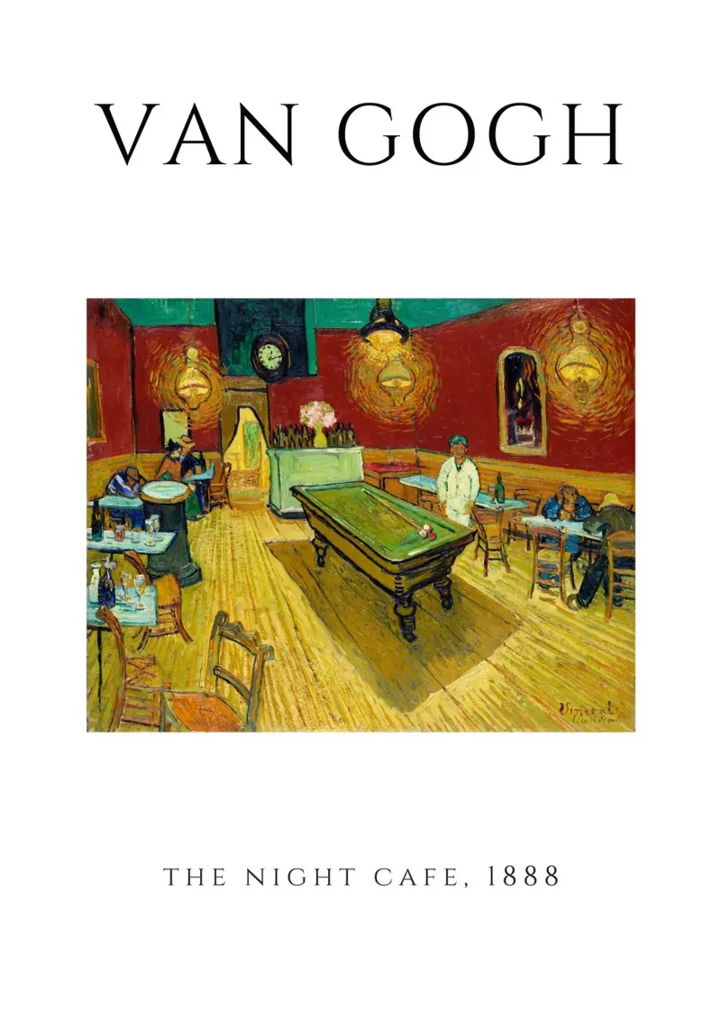 Van Gogh Il caffè di notte 1888 - Interno post-impressionista poster da homdeco