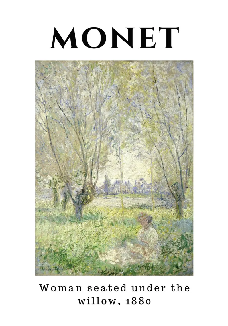 La donna sotto il salice di Monet, 1880 - Una serena terra impressionista carta hahnemühle da homdeco