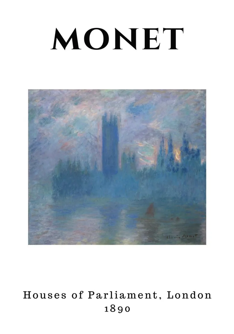 Il Palazzo del Parlamento di Monet, 1890 - London Impressionist Fo poster da homdeco