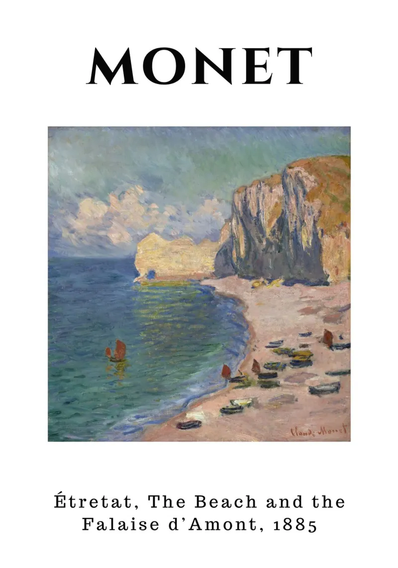 Étretat, spiaggia e Falaise d'Amont di Monet, 1885 - Folletto costiero pellicola backlit da homdeco