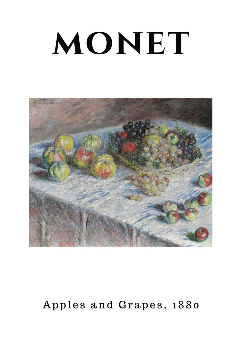 Mele e uva di Monet, 1880 - Natura morta impressionista pannello forex da homdeco