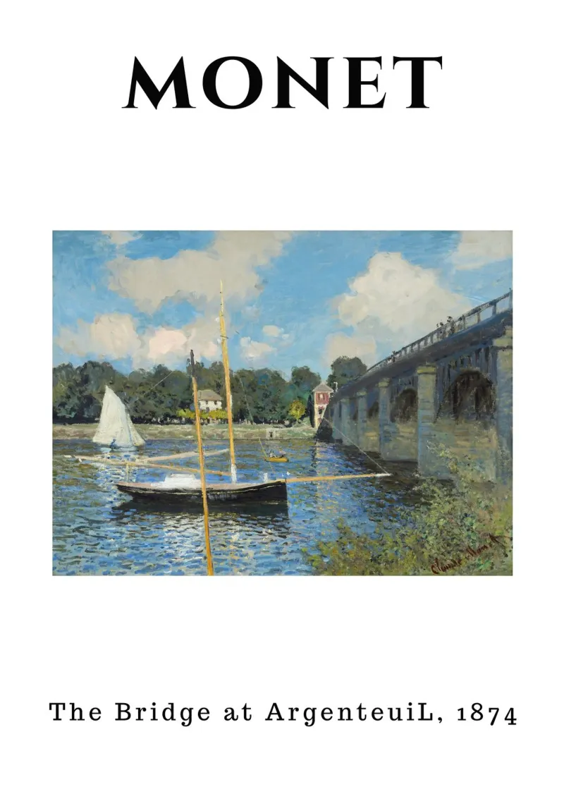 Il ponte di Argenteuil di Monet, 1874 - Sce fluviale impressionista carta hahnemühle da homdeco