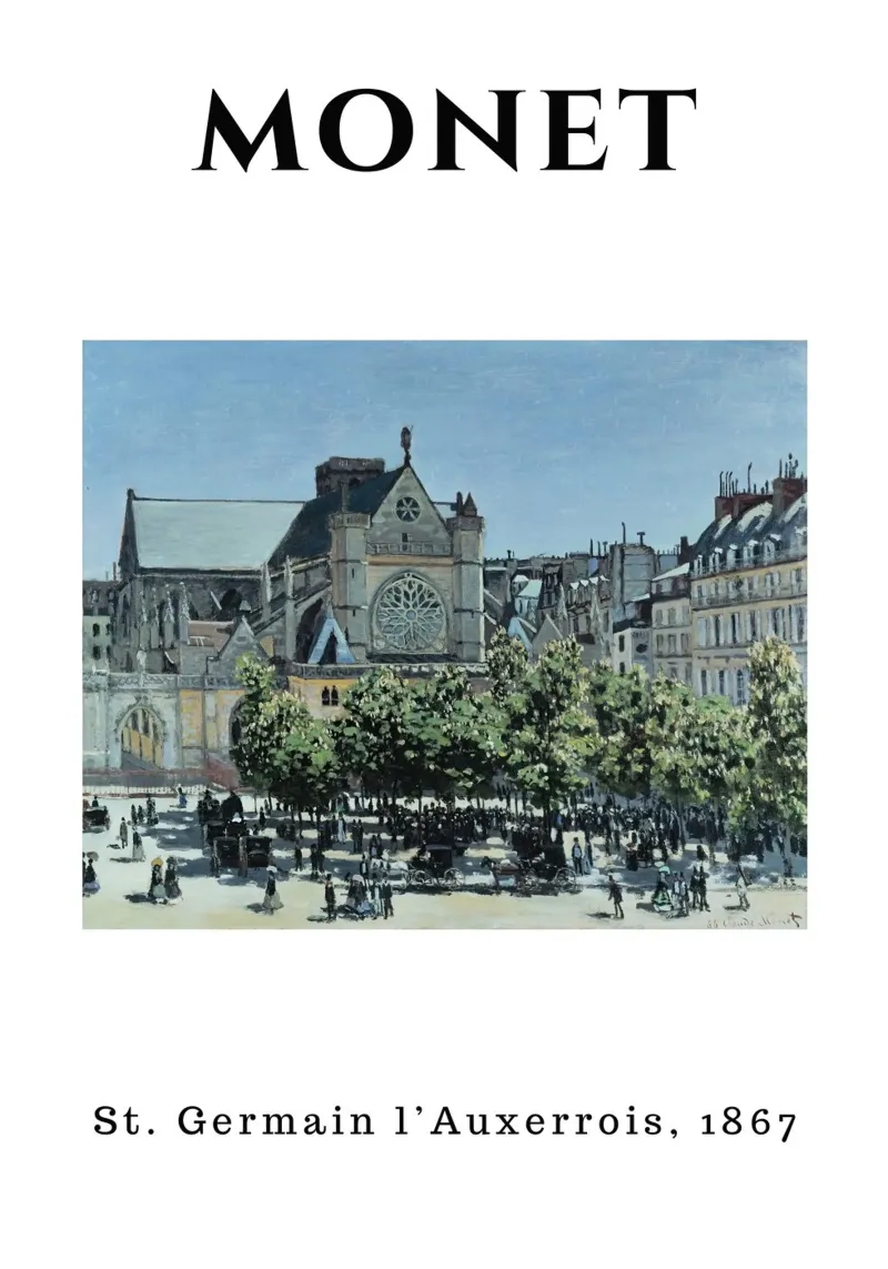 St. Germain l'Auxerrois di Monet, 1867 - Paesaggio urbano parigino poster da homdeco