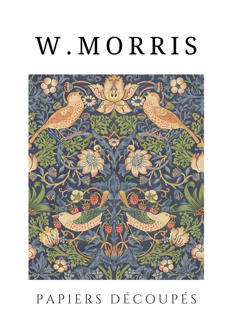 W. Morris Cut Papers: Ladro di fragole Modello di uccello floreale alluminio dibond da homdeco